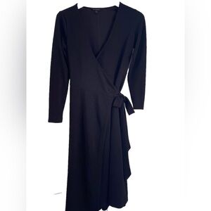 Banana Republic Women Long Sleeve Wrap Dress Size Small Petite Black Knit